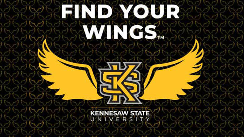 large wing logo for Kennesaw State University: Find Your Wings